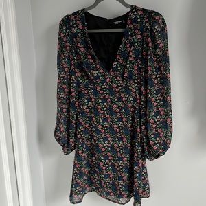 Floral Deep V Mini Dress
